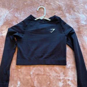 GYMSHARK black cropped long sleeve seamless